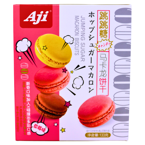 Aji Popping Candy Macaron Biscuit - Strawberry-Aji跳跳糖馬卡龍餅乾 - 草莓-133g-BISAJI105