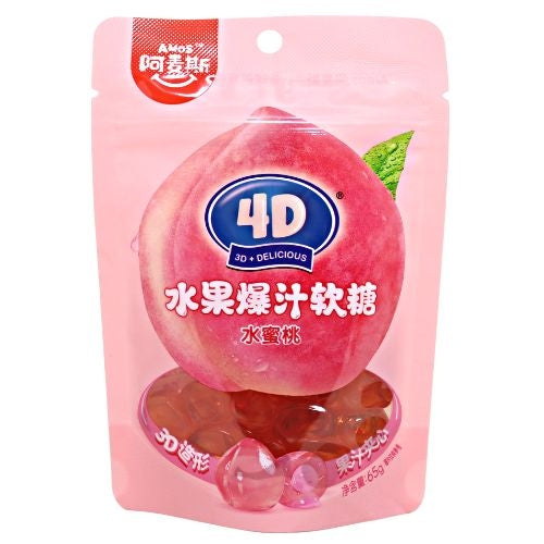 Amos Soft Candy - Peach-阿麥斯爆汁軟糖-水蜜桃味-65g-CANAM103
