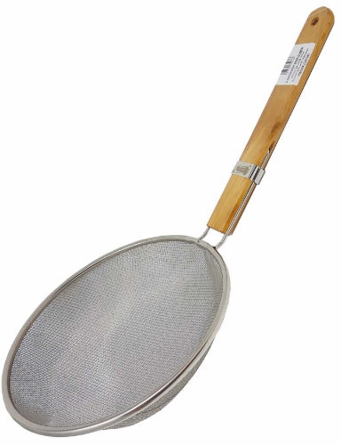 Amoy 24cmØ Wire Skimmers with Wooden Handle (Dome)-9.5吋木柄不銹鋼油渣隔-1pcs-KITUT254