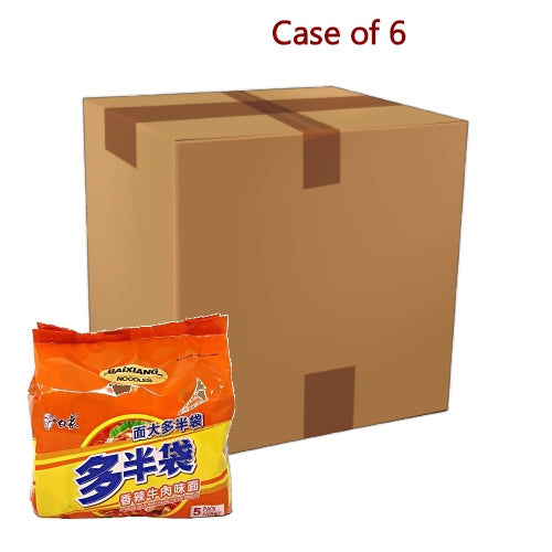 BaiXiang Noodles - Spicy Beef Flavour-白象多半袋香辣牛肉面(五連包)-5_138g-INBX105-6