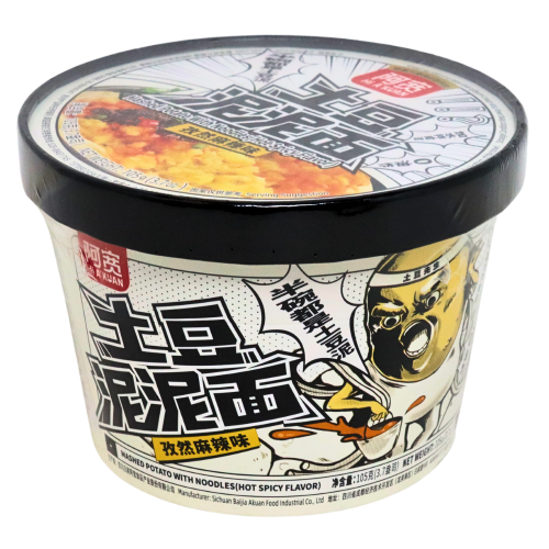 Bai Jia AK Mashed Potato with Noodles - Hot Spicy (Bowl)-阿寛土豆泥拌麵-孜然麻辣(碗)-105g-INBJ312
