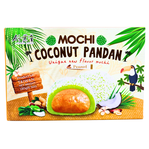 Bamboo House Coconut Pandan Peanut Mochi-竹葉堂椰香斑蘭花生麻薯-180g-SNACBH103