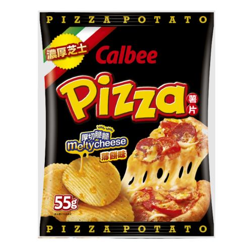 Calbee Potato Chips - Pizza (55g)-卡樂B薄餅味薯片-55g-SNACCA103A