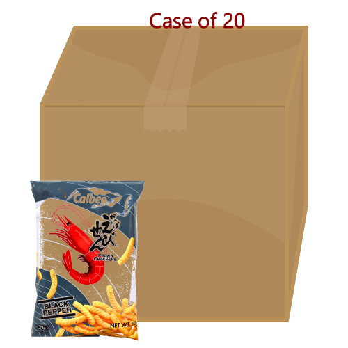 Load image into Gallery viewer, *Calbee Prawn Crackers - Black Pepper*-卡樂B蝦條 - 黑胡椒味-90g-SNACCA116A-20
