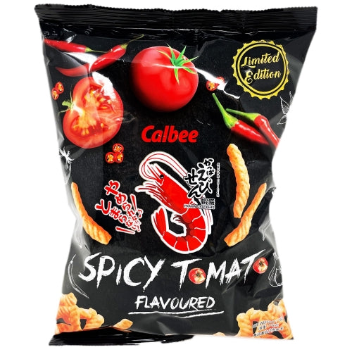 โหลดรูปภาพเข้าสู่ตัวดูแกลเลอรี, Calbee Prawn Crackers - Spicy Tomato-卡樂B蝦條 - 香辣番茄味-75g-SNACCA147
