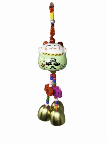 Car Pendant - Ceramic Lucky Cat (Green)-招財貓挂件(綠)-1pc-DEC600