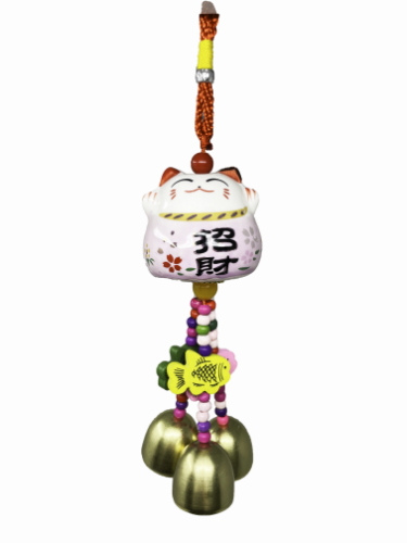 Car Pendant - Ceramic Lucky Cat (Pink)-招財貓挂件(粉)-1pc-DEC600B