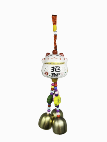 Car Pendant - Ceramic Lucky Cat (White)-招財貓挂件(白)-1pc-DEC600G