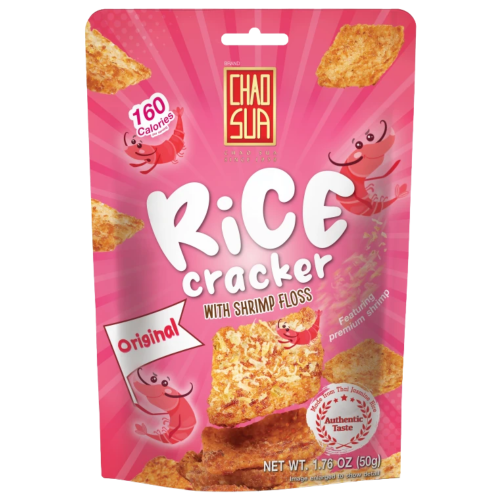Chao Sua Shrimp Floss Rice Crackers (Bite-sized)-泰國一口蝦肉鬆米餅-50g-SNACCS504