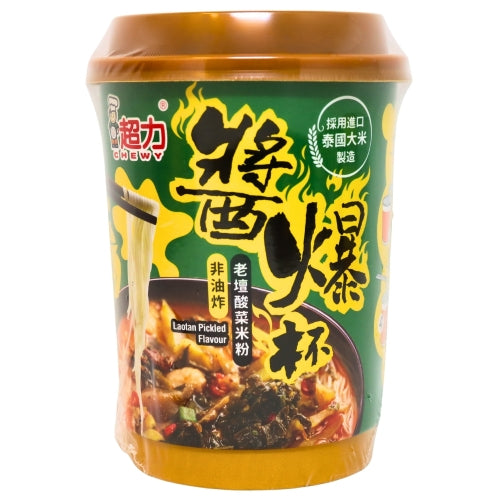 Chewy Cup Rice Vermicelli - Laotan Pickled-超力醬爆杯裝米粉-老壇酸菜味-102g-INCW303
