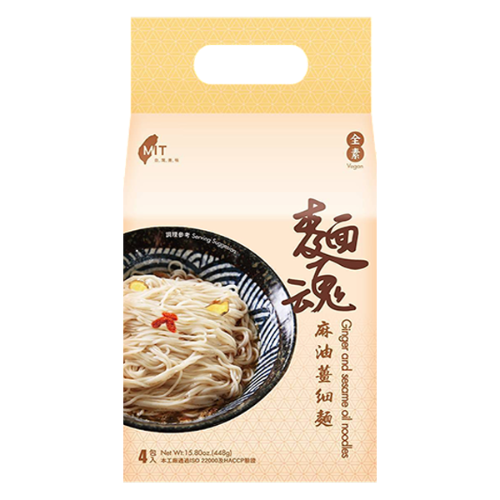 Dajia Soul Stirred Noodle - Ginger & Sesame Oil-大甲佳旭麵魂-麻油薑細麵(全素)-4_112g-INDJ104