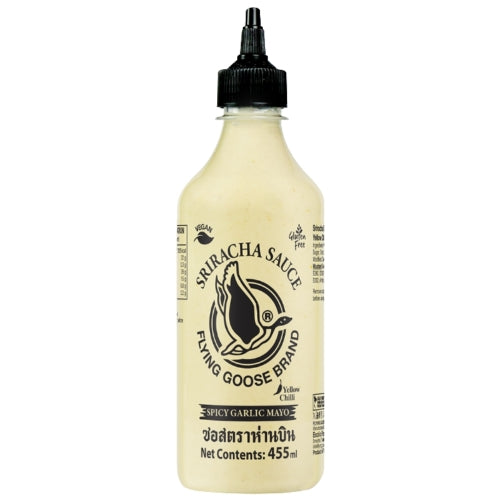 Flying Goose Sriracha Spicy Garlic Mayo Yellow Chilli Sauce-飛鵝商標是拉差蛋黃黃辣椒醬-辣蒜味-455ml-CHIFG126