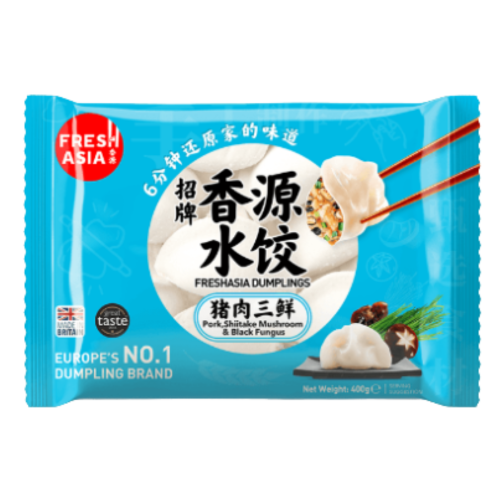Fresh Asia Pork Mushroom Black Fungus Dumpling-香源猪肉三鮮水餃-400g-DUMFA102