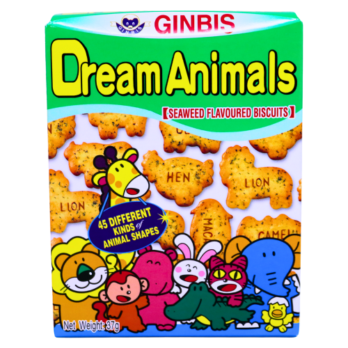 Ginbis Dream Animals Biscuits - Seaweed-愉快動物餅-海苔味-37g-BISGI104