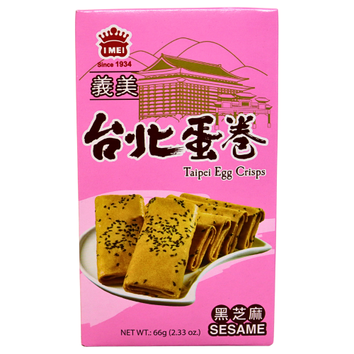 IMei Taipei Egg Crips - Black Sesame-義美臺北蛋捲-黑芝麻-66g-SNACIM301