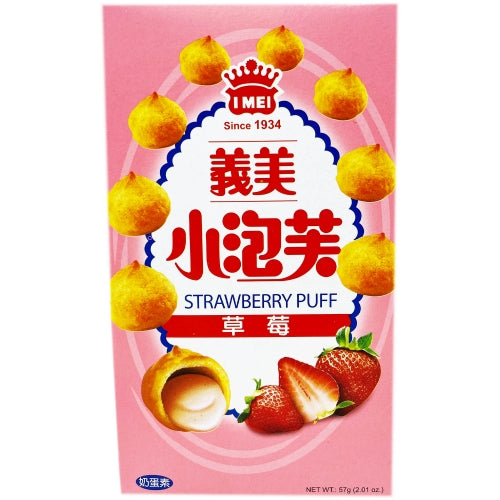 Load image into Gallery viewer, I-Mei Strawberry Puff-義美草莓味小泡芙-57g-SNACIM103
