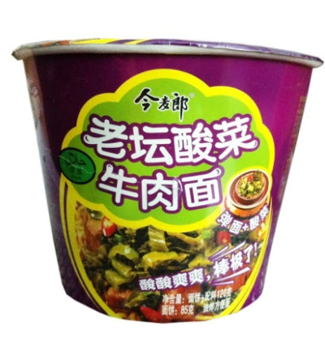 JML Golden Wheat Bowl Noodle - Pickled Mustard Beef-今麥郎老壇酸菜牛肉碗面-120g-INJML205