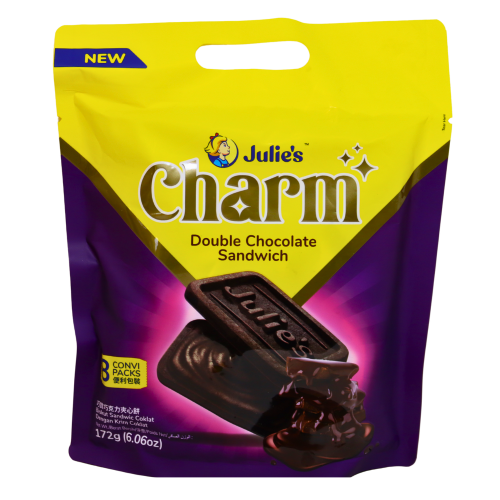 Julie's Charm Double Chocolate Flavoured Cream Sandwich-Julie's 巧克力味夾心餅-172g-BISJU104