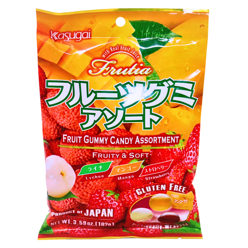 Kas-Frutia Mix Gummy Candy (Lychee, Strawberry, Mango)-Kasugai 春日井Frutia軟糖 綜合水果味-102g-CANKAS102