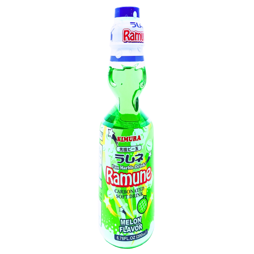 Kimura Ramune - Melon (Carbonated Soft Drink)-日本波子汽水-哈密​​瓜味-200ml-DRIKI108