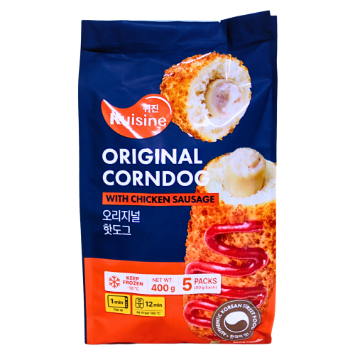 Kuisine Crispy Corn Dog with Chicken Sausage (5pcs)-Kuisine 韓式雞肉香腸脆皮玉米熱狗 (5件)-80g_5-FMEATKU101