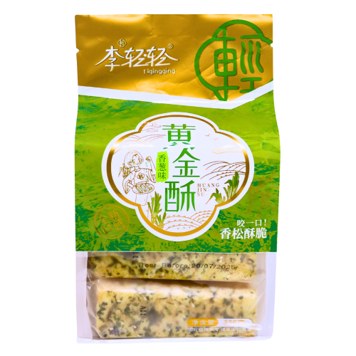 LQQ Golden Crisp Sachima Chives Flavour-李輕輕黃金酥沙琪瑪香蔥味-336g-SNACDY102
