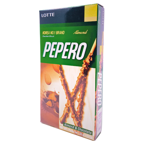 갤러리 뷰어에 이미지 로드, Lotte Pepero Stick Biscuit with Almond &amp; Chocolate-樂天杏仁朱古力棒-32g-BISLO101

