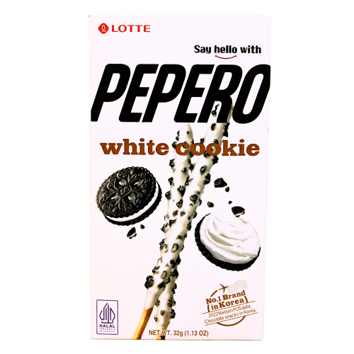 갤러리 뷰어에 이미지 로드, Lotte Pepero Stick Biscuit with Cookie &amp; White Chocolate-樂天曲奇餅白朱古力棒-32g-BISLO106
