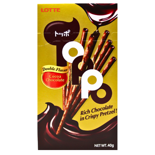 갤러리 뷰어에 이미지 로드, Lotte Toppo Pretzel Stick - Cacao Chocolate-樂天Toppo濃郁巧克力夾心棒-40g-BISLO181
