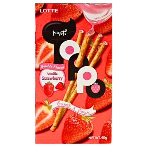 Lotte Toppo Pretzel Stick - Vanilla Strawberry-樂天Toppo香草草莓夾心棒-40g-BISLO182
