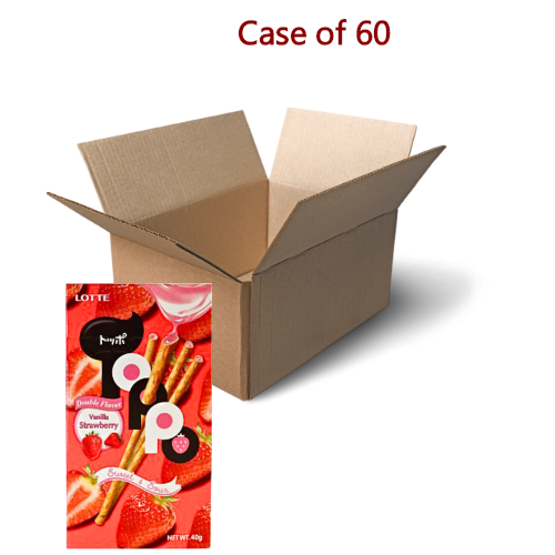 갤러리 뷰어에 이미지 로드, Lotte Toppo Pretzel Stick - Vanilla Strawberry-樂天Toppo香草草莓夾心棒-40g-BISLO182-60
