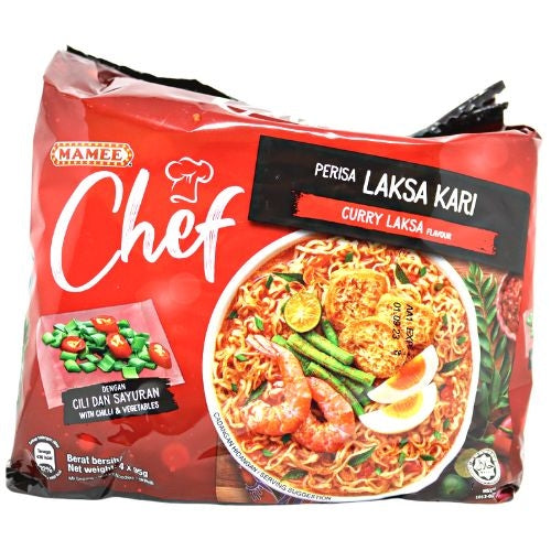 Mamee Chef Noodle - Curry Laksa-媽咪名廚咖哩叻沙麵-4_95g-INMA301
