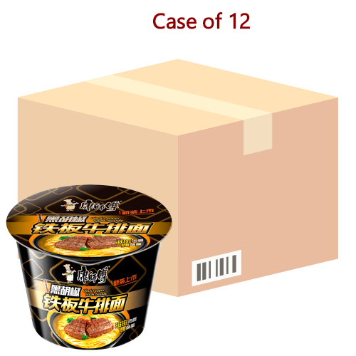 Master Kang Bowl Noodle - Black Pepper Beef-康師傅黑椒牛排碗面-108g-INMK312-12