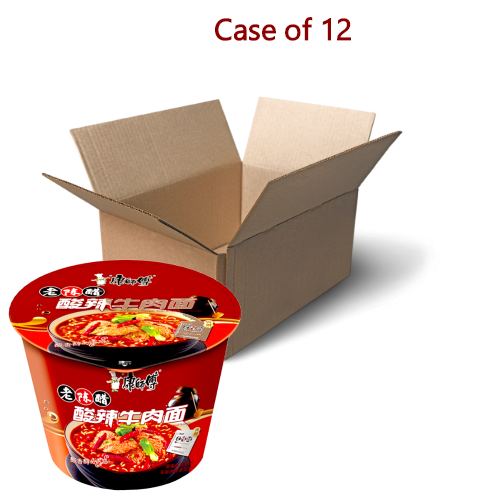 Master Kang Bowl Noodle - Hot & Sour Beef (Old Vinegar)-康師傅老陳醋酸辣牛肉碗面-119g-INMK309-12