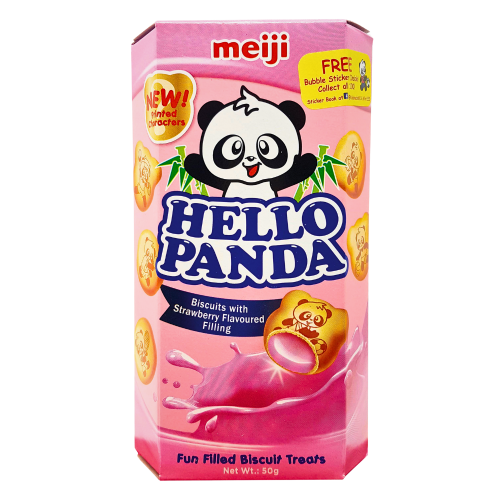 갤러리 뷰어에 이미지 로드, Meiji Hello Panda Biscuits - Strawberry-明治熊貓草莓味夾心餅乾-50g-BISMJ116
