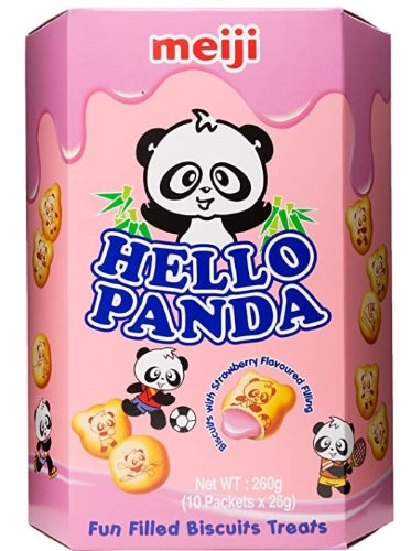 Meiji Hello Panda Biscuits - Strawberry 260g-明治熊貓草莓味夾心餅乾-10_26g-BISMJ120
