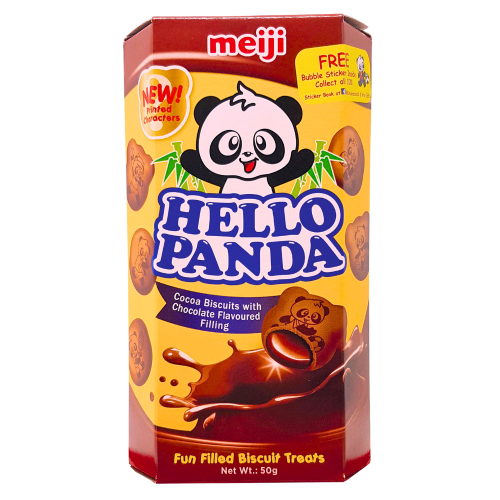 갤러리 뷰어에 이미지 로드, Meiji Hello Panda Choco Biscuits - Chocolate-明治熊貓雙重巧克力味夾心餅乾-50g-BISMJ115
