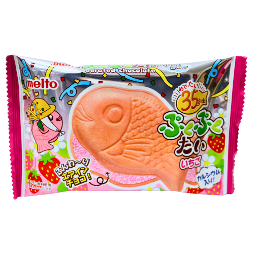 Meito Puku Puku Tai Choco Monaka Strawberry Flavour-名糖鯛魚燒 - 士多啤梨味-16_5g-SNACMT103