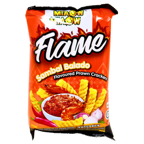 Load image into Gallery viewer, Miaow Miaow Prawn Crackers - Sambal Balado-妙妙鮮蝦棒-桑巴巴拉多味-50g-SNACMM213

