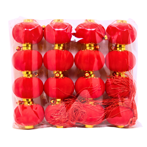 Mini Red Velvet Lantern (2*8pcs)-小毛絨燈籠(2串8個)-1prs-LAN313