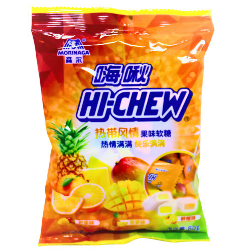 Morinaga Hi-Chew Chewy Candy - Tropical Soft Candy-森永嗨啾軟糖- 熱帶風情水果-80g-CANMO105