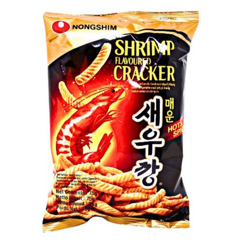 Nong Shim Hot & Spicy Shrimp Flavoured Crackers-農心辣蝦條-75g-SNACNS103