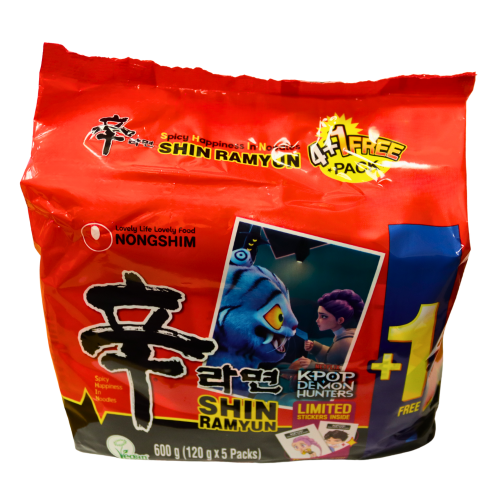 Nong Shim Noodle - Shin Ramyun (Multi Pack 4+1 Free)-農心辛辣麵 (4+1 Free)-5_120g-INNS101B