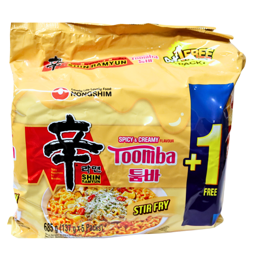 Nong Shim Ramyun Stir Fry Toomba (Spicy & Creamy) (Multi Pack 4+1Free)-農心辛拉麵辣奶油拌麵 (4+1 Free)-5_137g-INNS122B