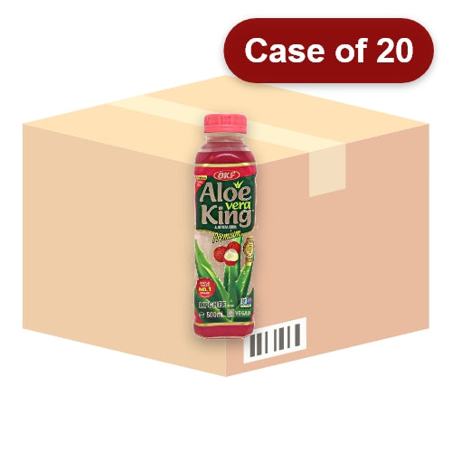 OKF Aloe Vera Drink - Lychee-蘆薈王庫拉索蘆薈汁-荔枝味含果粒-500ml-DRIOKF113-20
