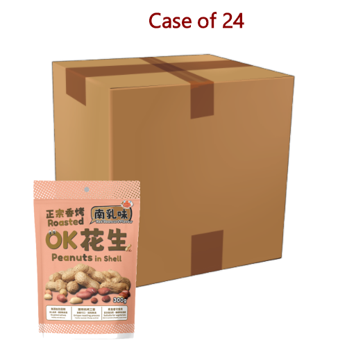 OK Roasted Peanuts in Shell - Red Beancurd Flavour-OK正宗香烤花生 南乳味-300g-PNUT340-24