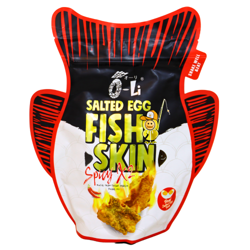 O-LI Salted Egg Fish Skin - Spicy-O-LI 咸蛋黄香脆鱼皮-香辣味-80g-SNACOLI104