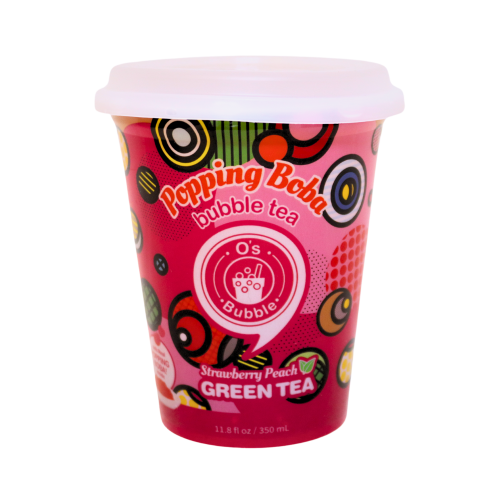 O's Bubble Strawberry Peach Green Tea Boba-歐司啵啵草莓蜜桃波霸綠茶-350ml-DRIOB202