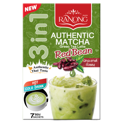Ranong Tea Matcha Green Tea Latte with Red Bean-泰國即溶抹茶拿鐵(紅豆)-7_25g-IDRI358A