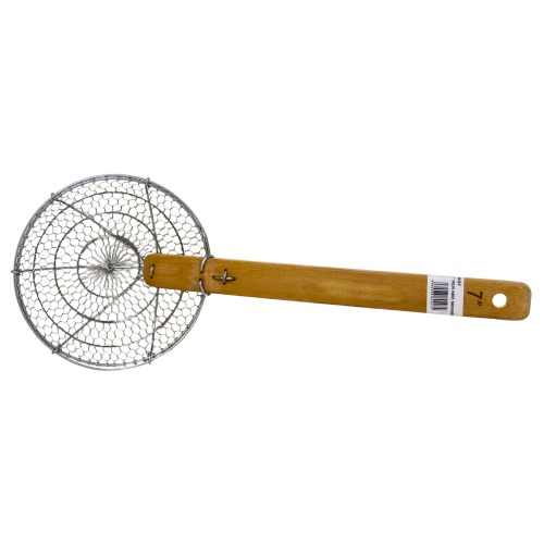 Strainer with Bamboo Handle 7" (Stainless Steel)-7吋不銹鋼竹柄疏炸籬-1pcs-KITUT209
